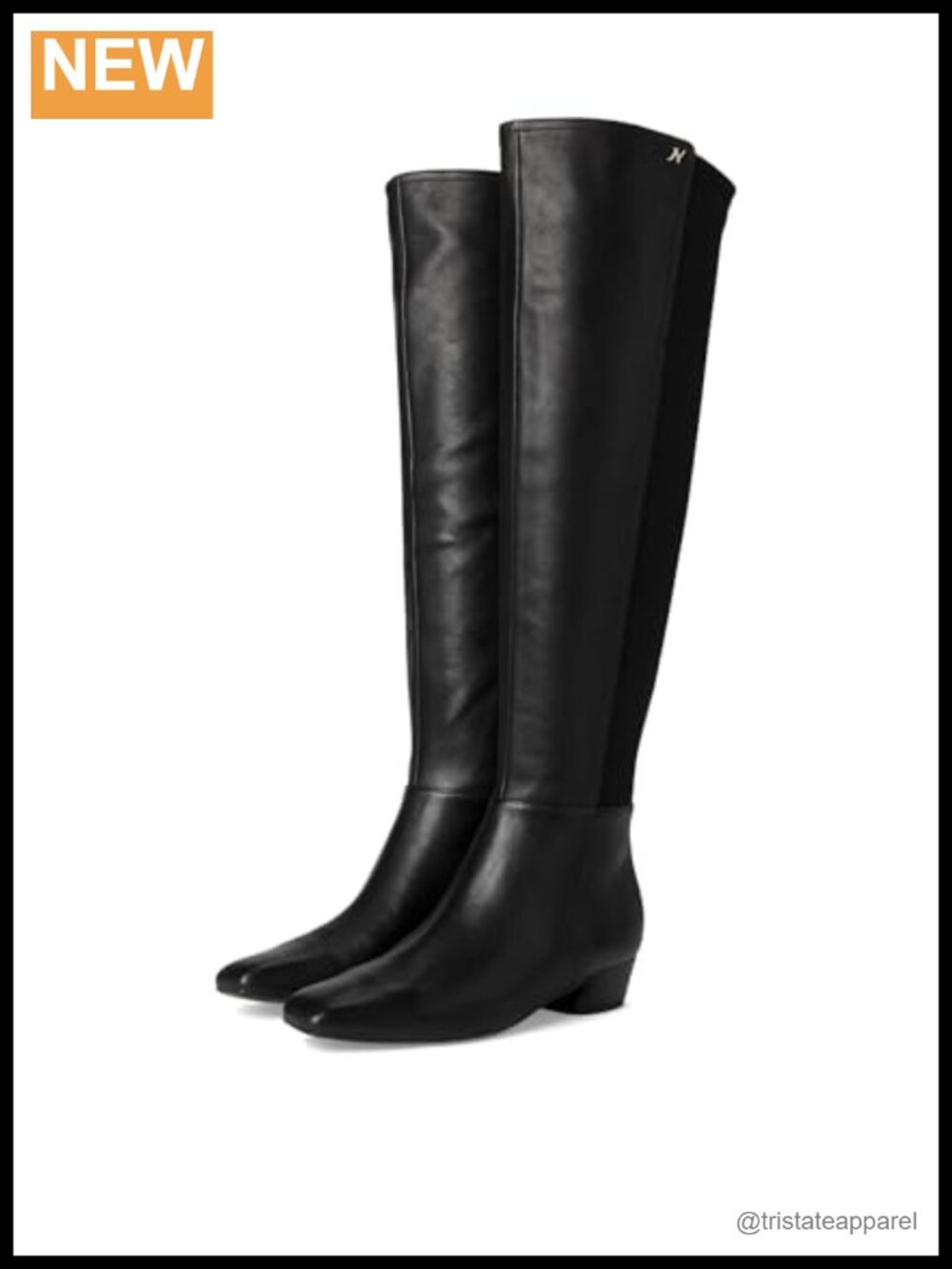 Naturalizer Reese Knee High Boots Leather Neoprene Block Heel Zip